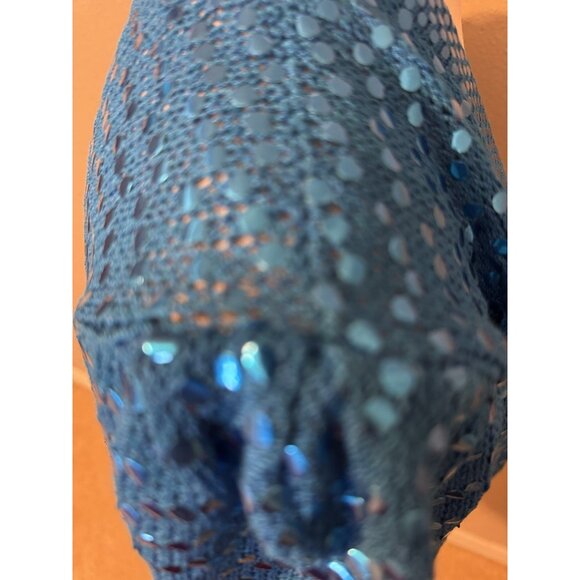 ST JOHN VINTAGE Sequin Jacket L 80's Blue Wedding Formal Party Cruise Holiday - Picture 5 of 15